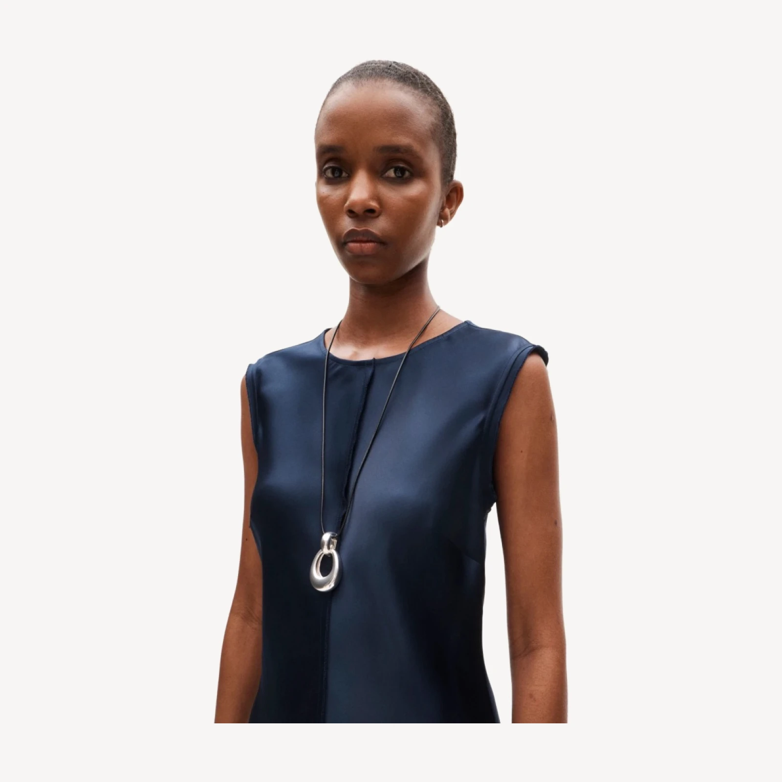 Column slip dress in double-faced satin