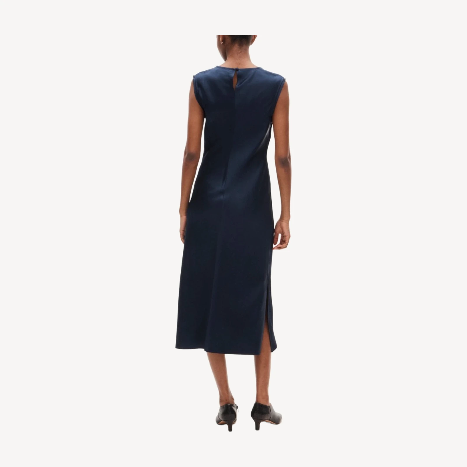 Column slip dress in double-faced satin