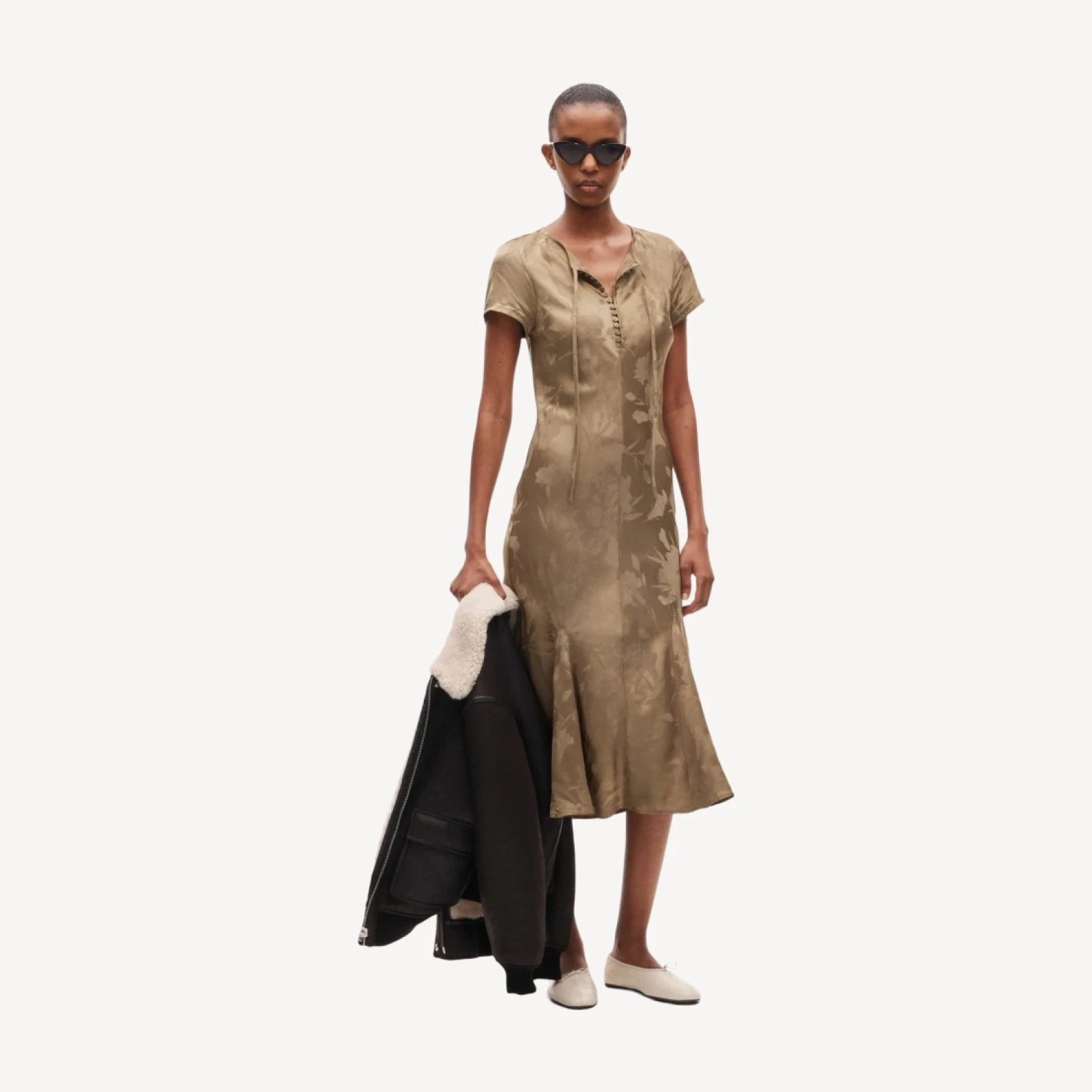Natasha slip dress in floral-jacquard viscose