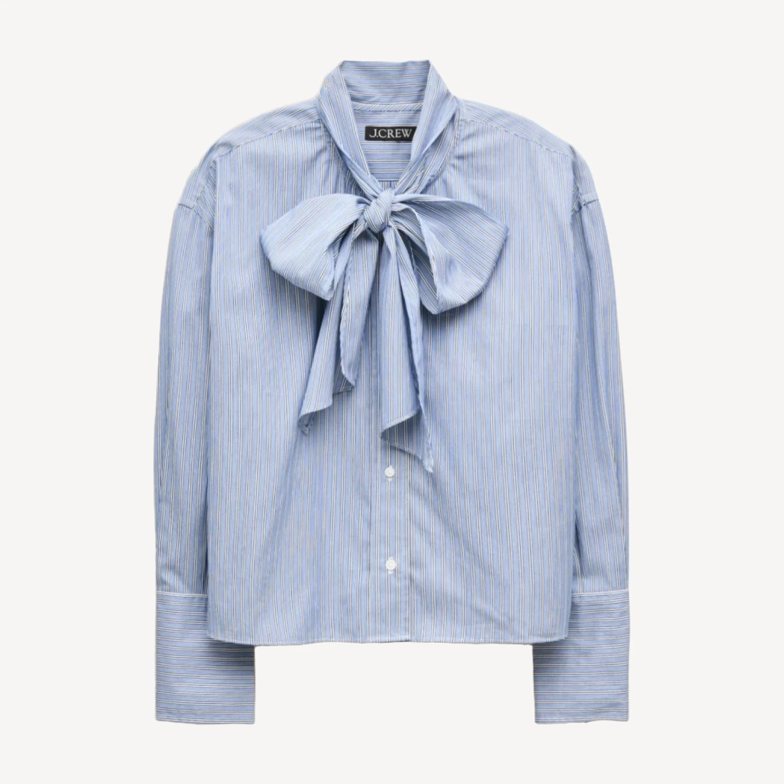 Bow button-up shirt in striped cotton poplin