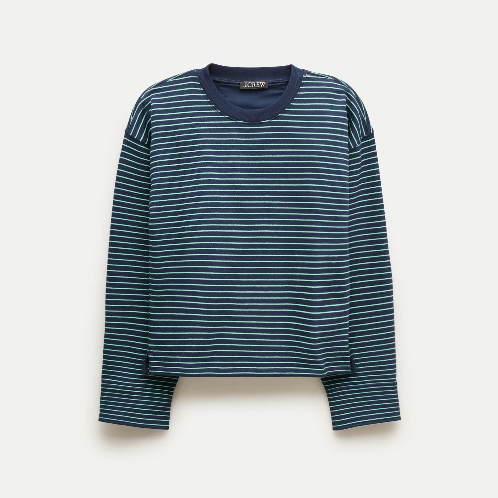 Vintage fleece crewneck sweatshirt in stripe with contrast cuffs