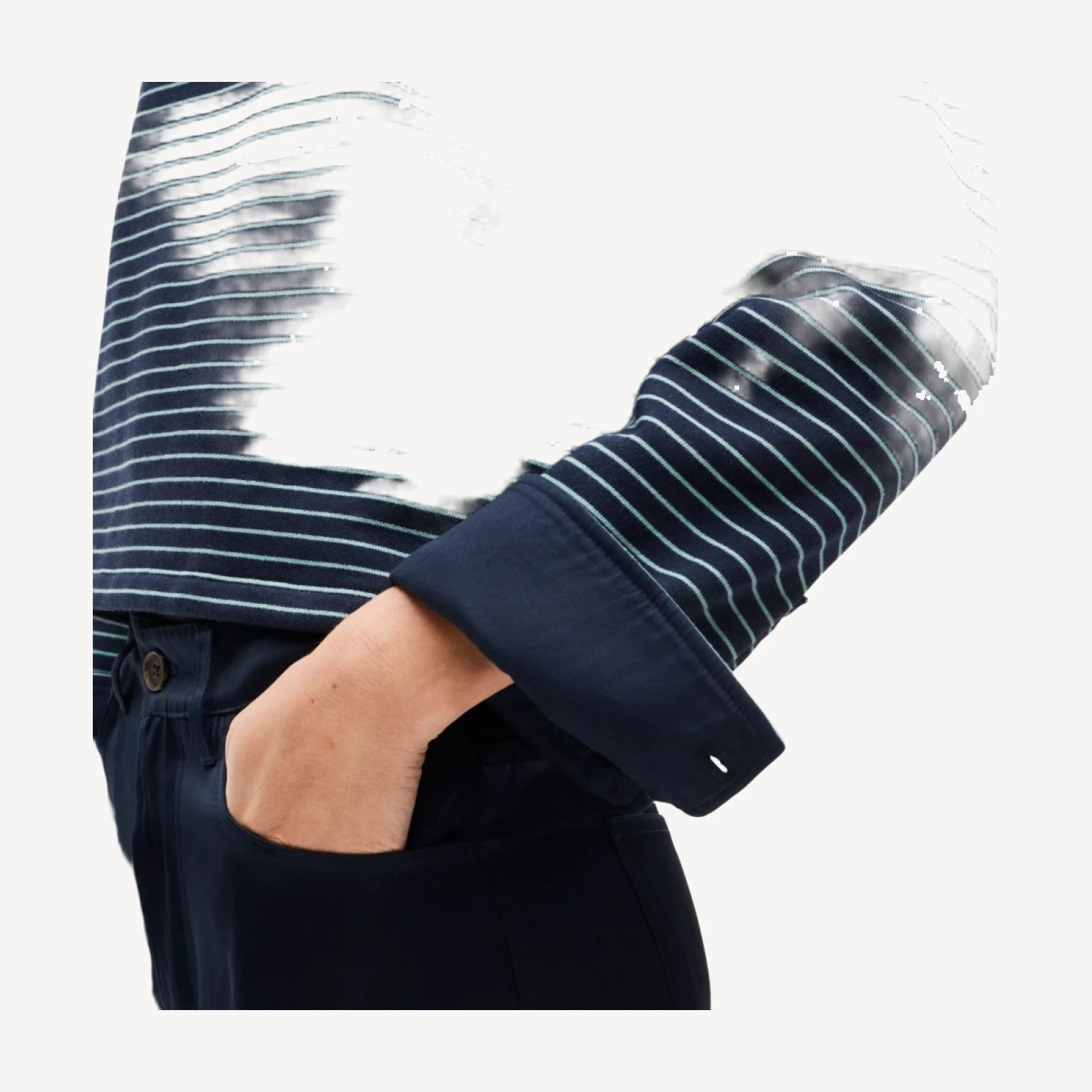 Vintage fleece crewneck sweatshirt in stripe with contrast cuffs