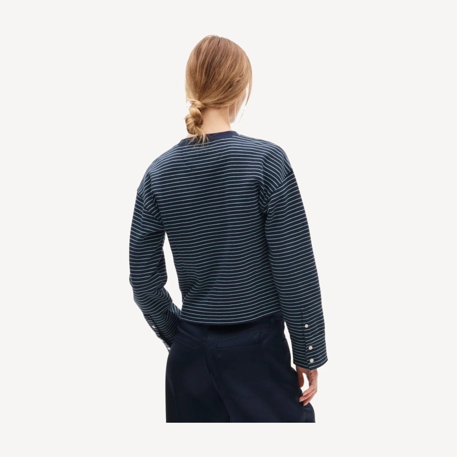 Vintage fleece crewneck sweatshirt in stripe with contrast cuffs