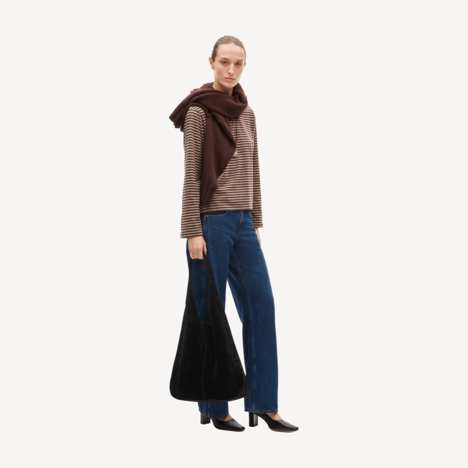 Boyfriend jersey relaxed long-sleeve T-shirt in stripe