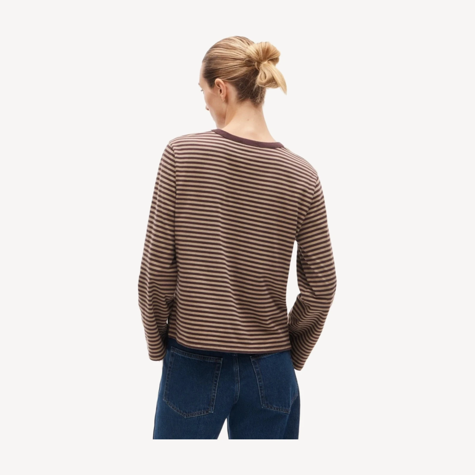 Boyfriend jersey relaxed long-sleeve T-shirt in stripe