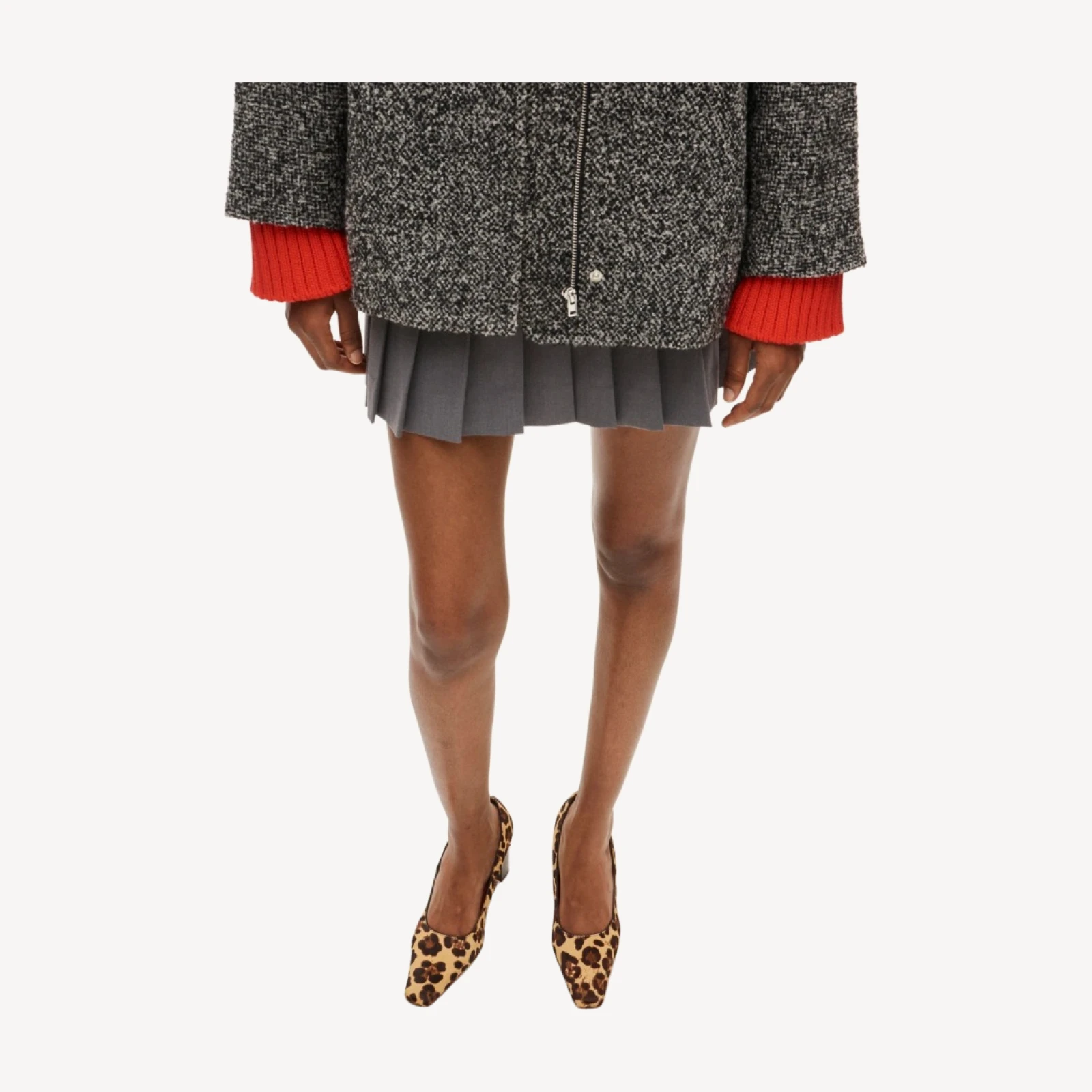 Block heel pumps in leopard-print calf hair
