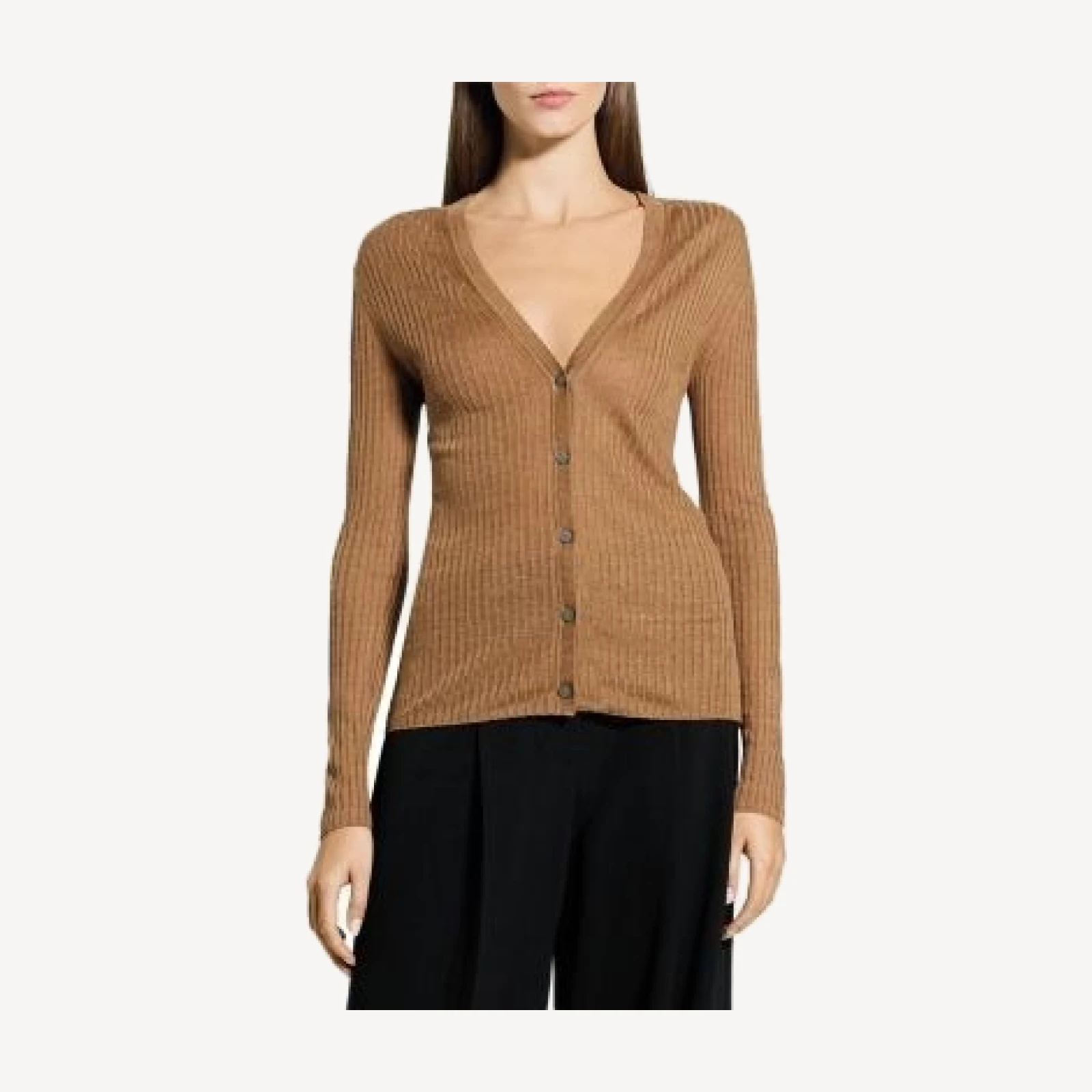 Theory Linen Blend Ribbed Cardigan