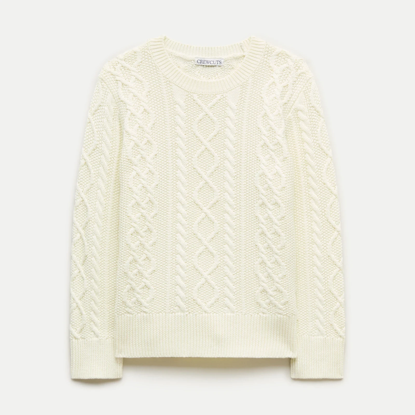 Kids' cable-knit crewneck sweater in cotton