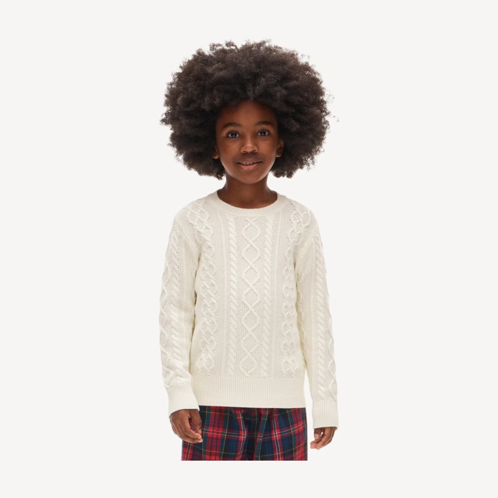 Kids' cable-knit crewneck sweater in cotton