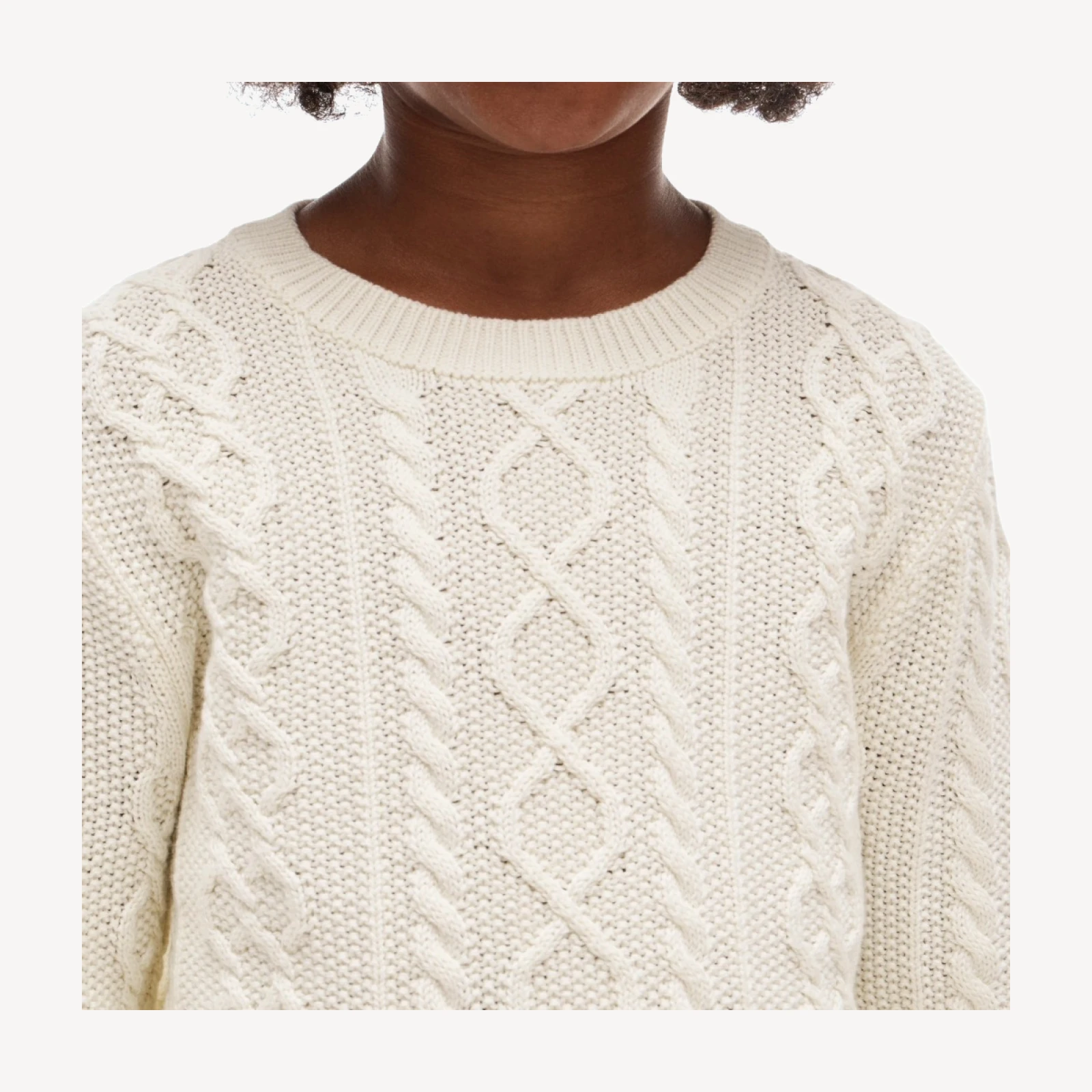 Kids' cable-knit crewneck sweater in cotton