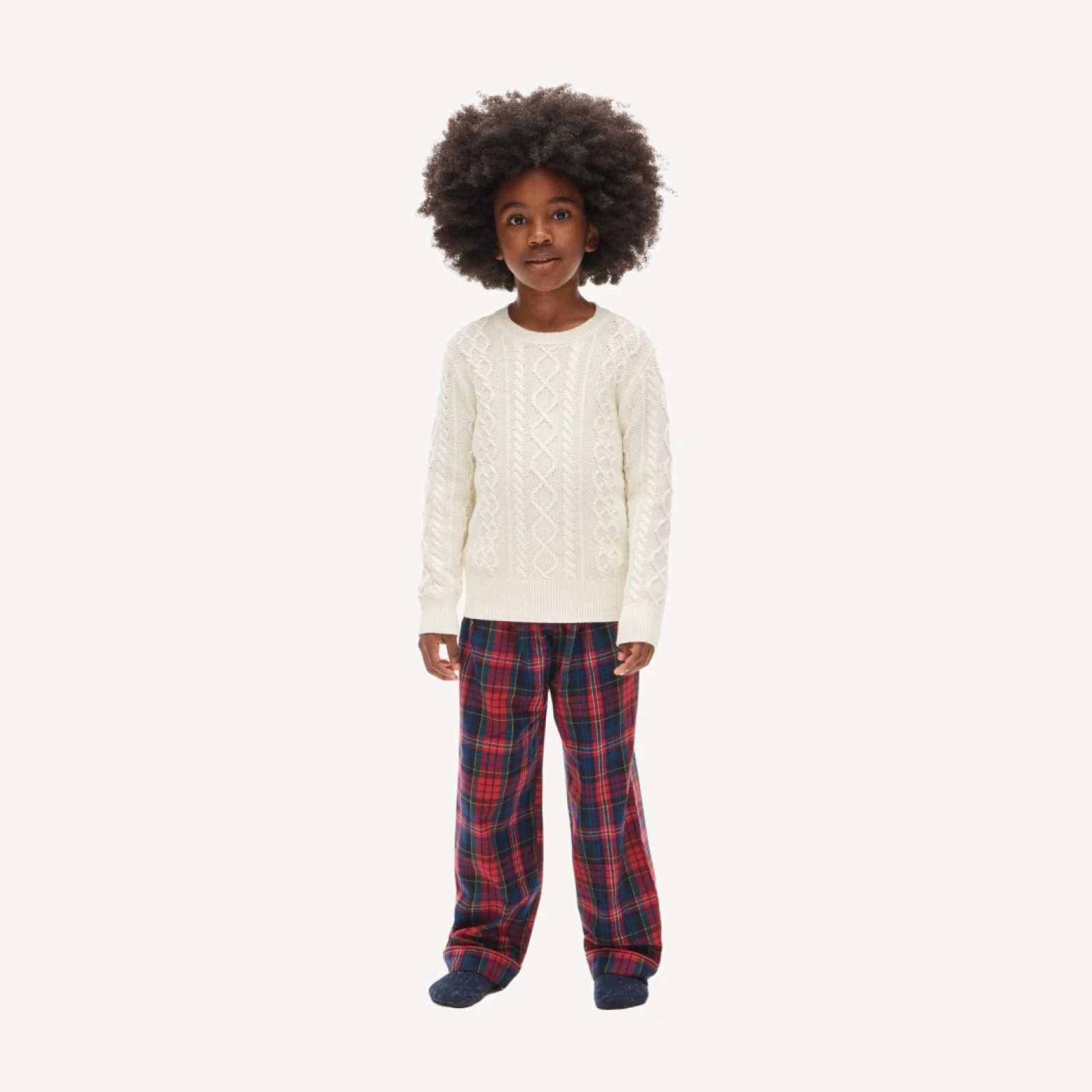 Kids' cable-knit crewneck sweater in cotton