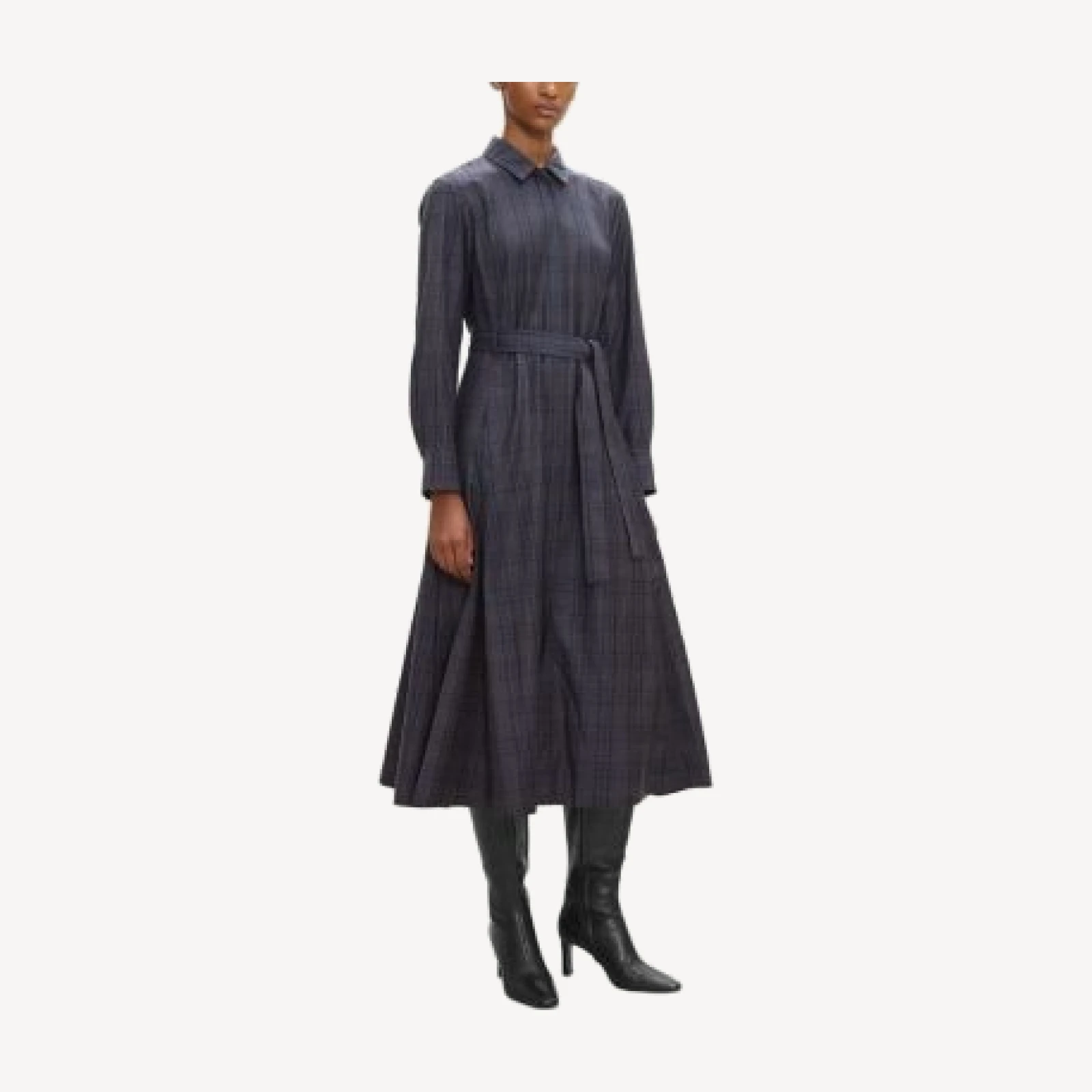 Theory Wool Belted Shirt Dress