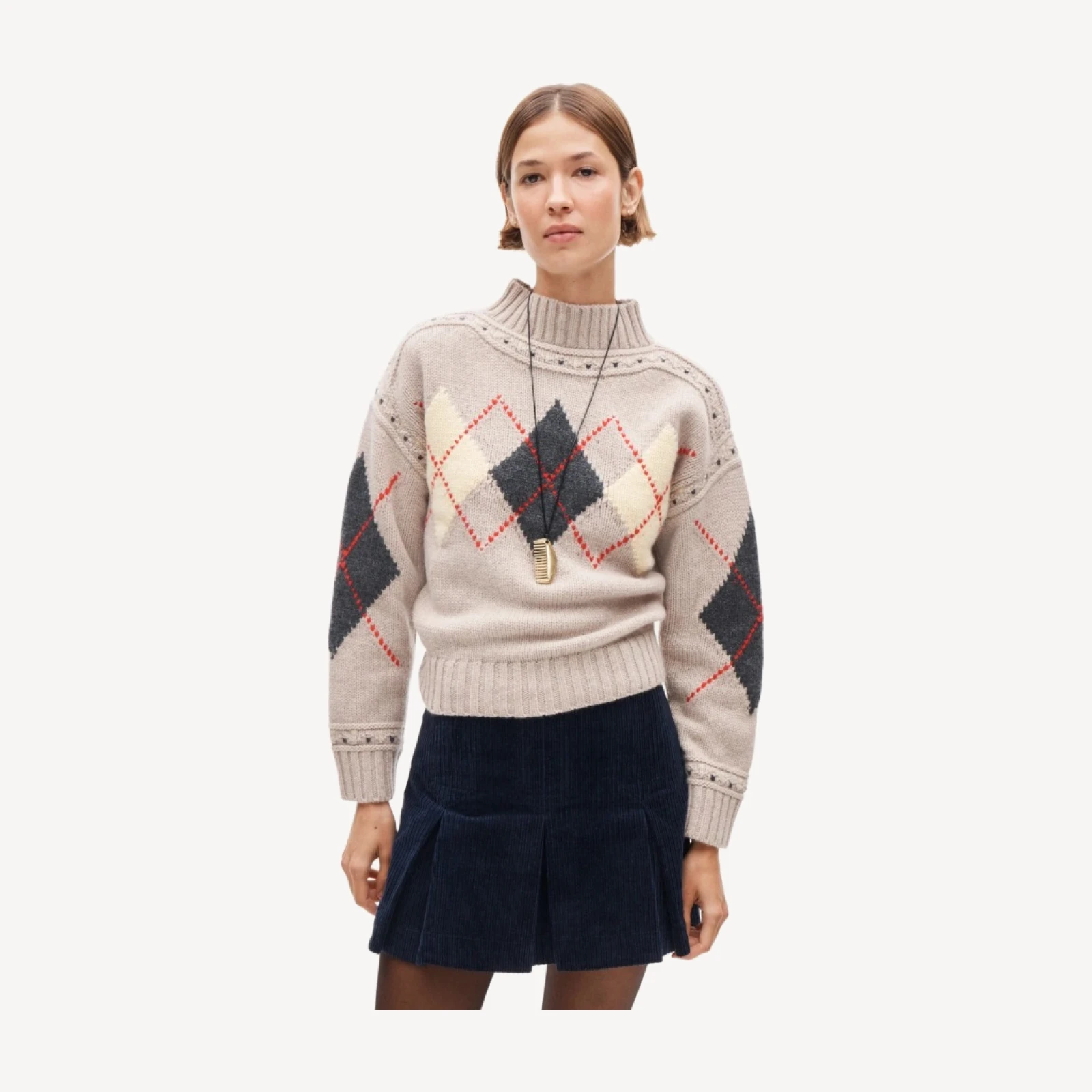 Pleated mini skirt in corduroy