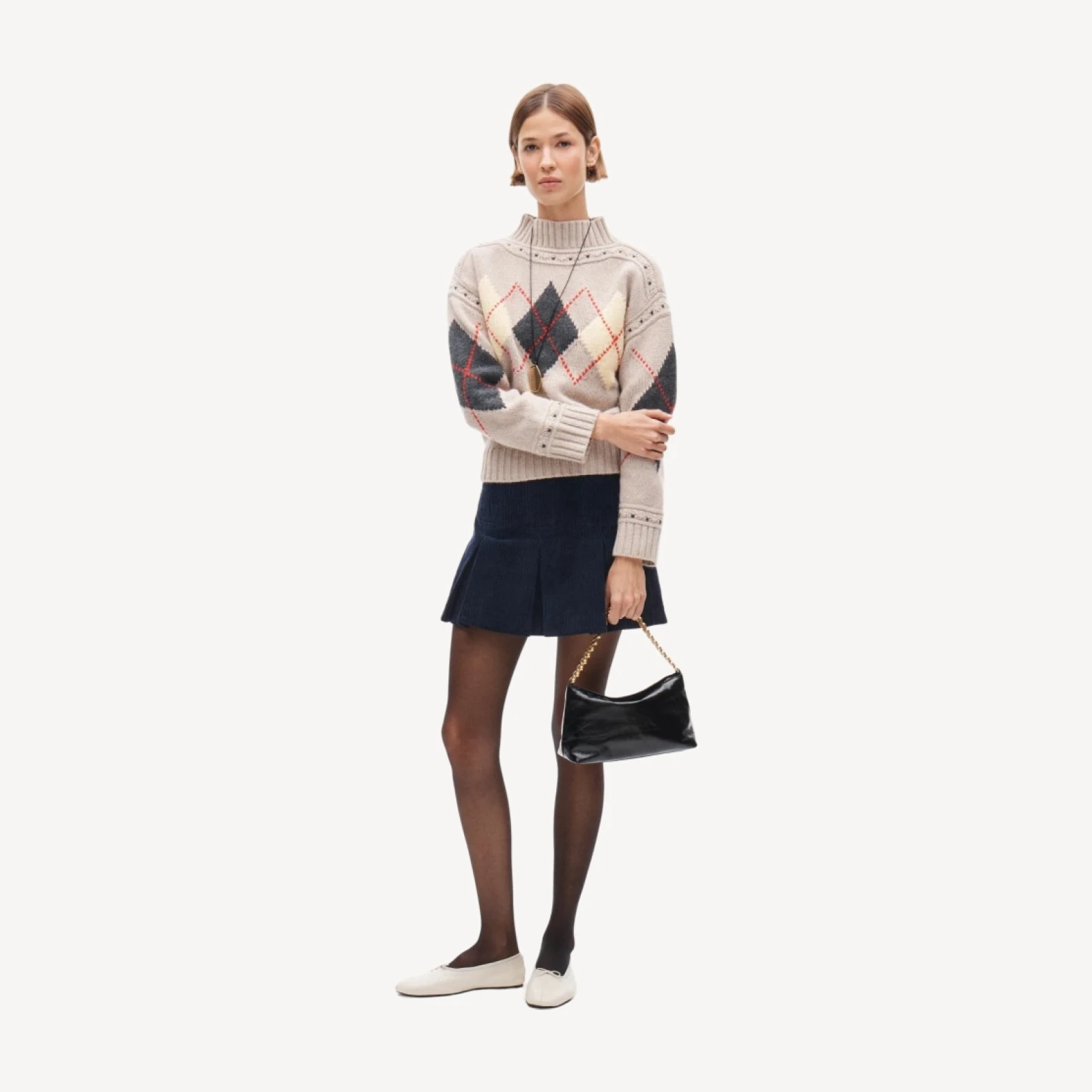 Pleated mini skirt in corduroy