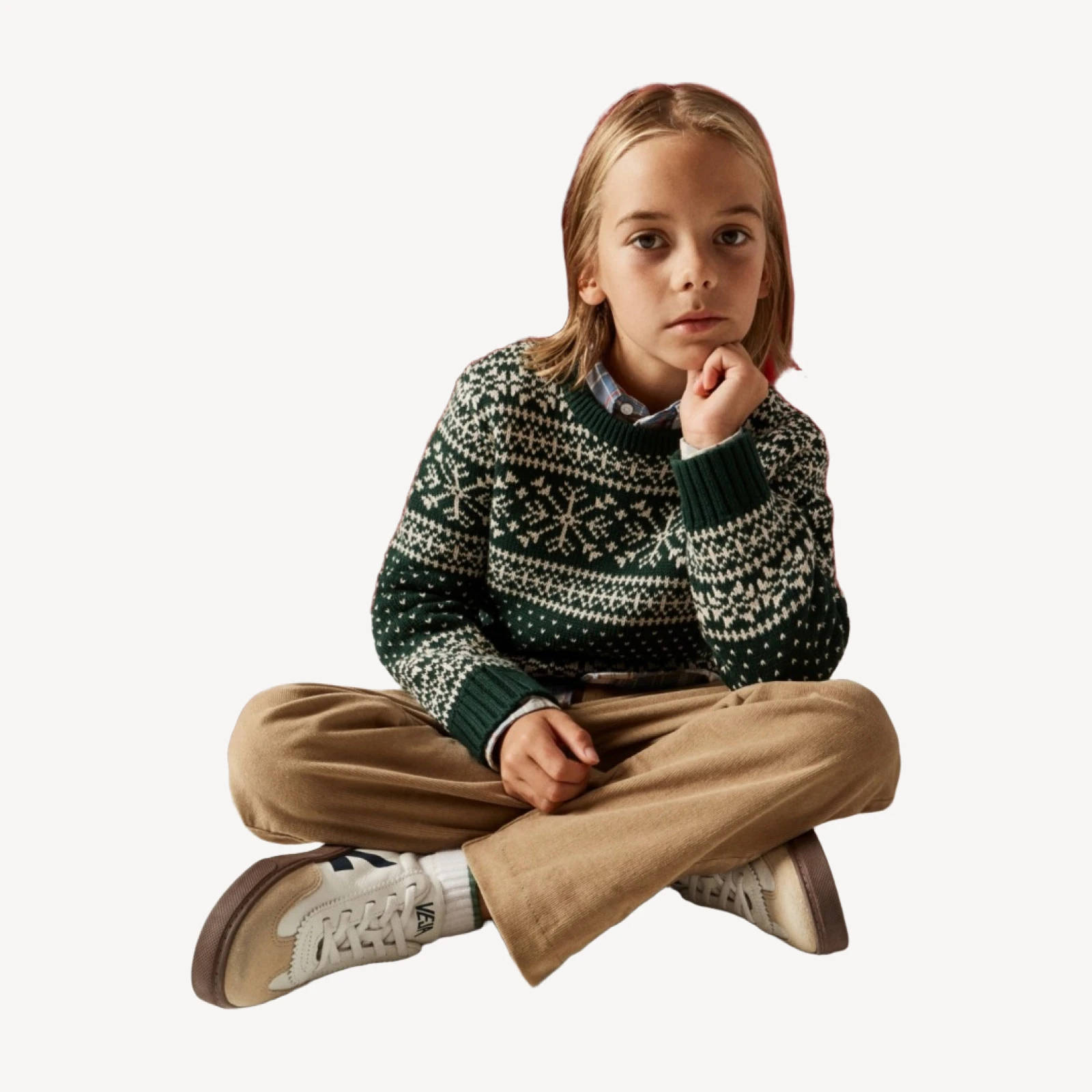 Kids' Fair Isle crewneck sweater in heritage cotton