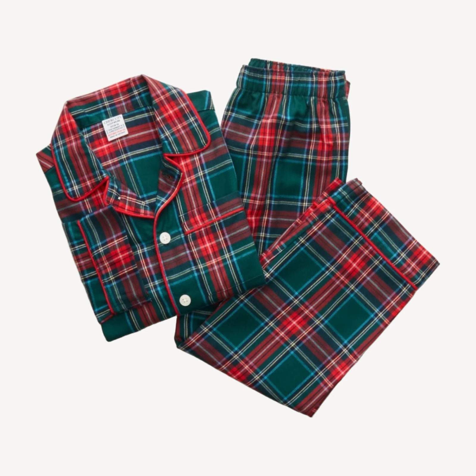 Kids' flannel pajama set in plaid