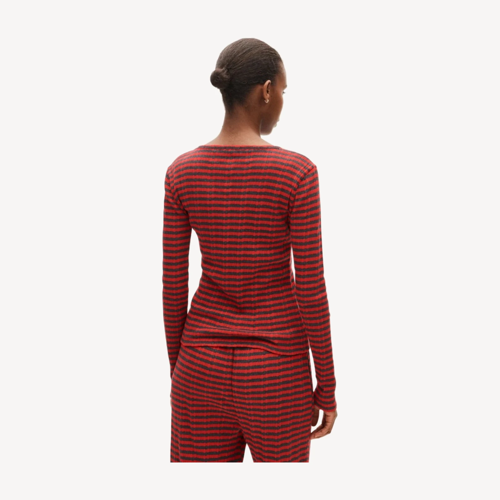 Pointelle long-sleeve T-shirt in stripe