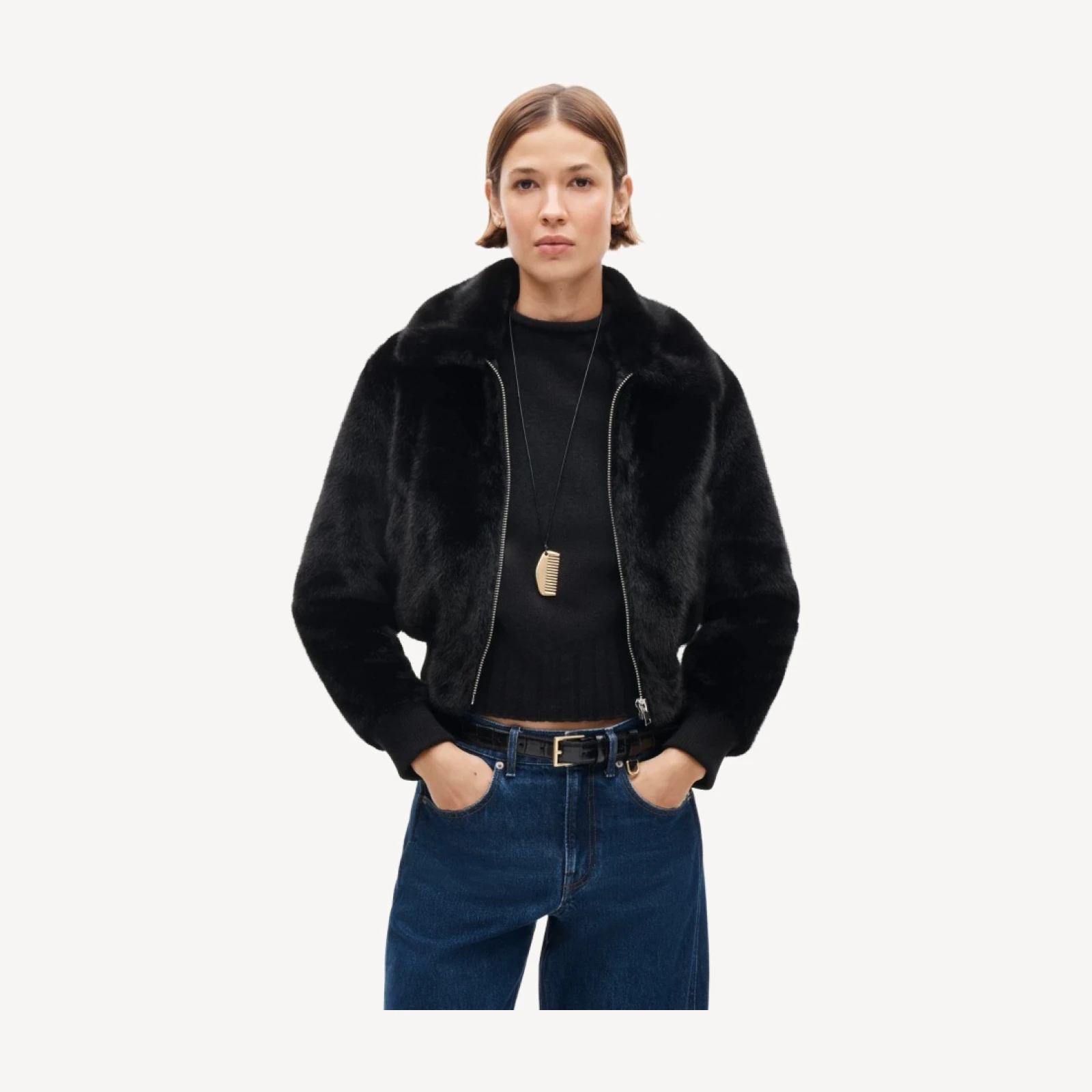 Bomber jacket in faux fur