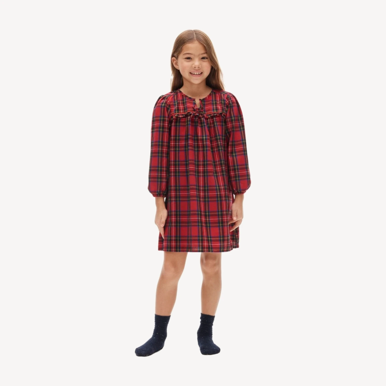 Girls' flannel nightgown in plaid