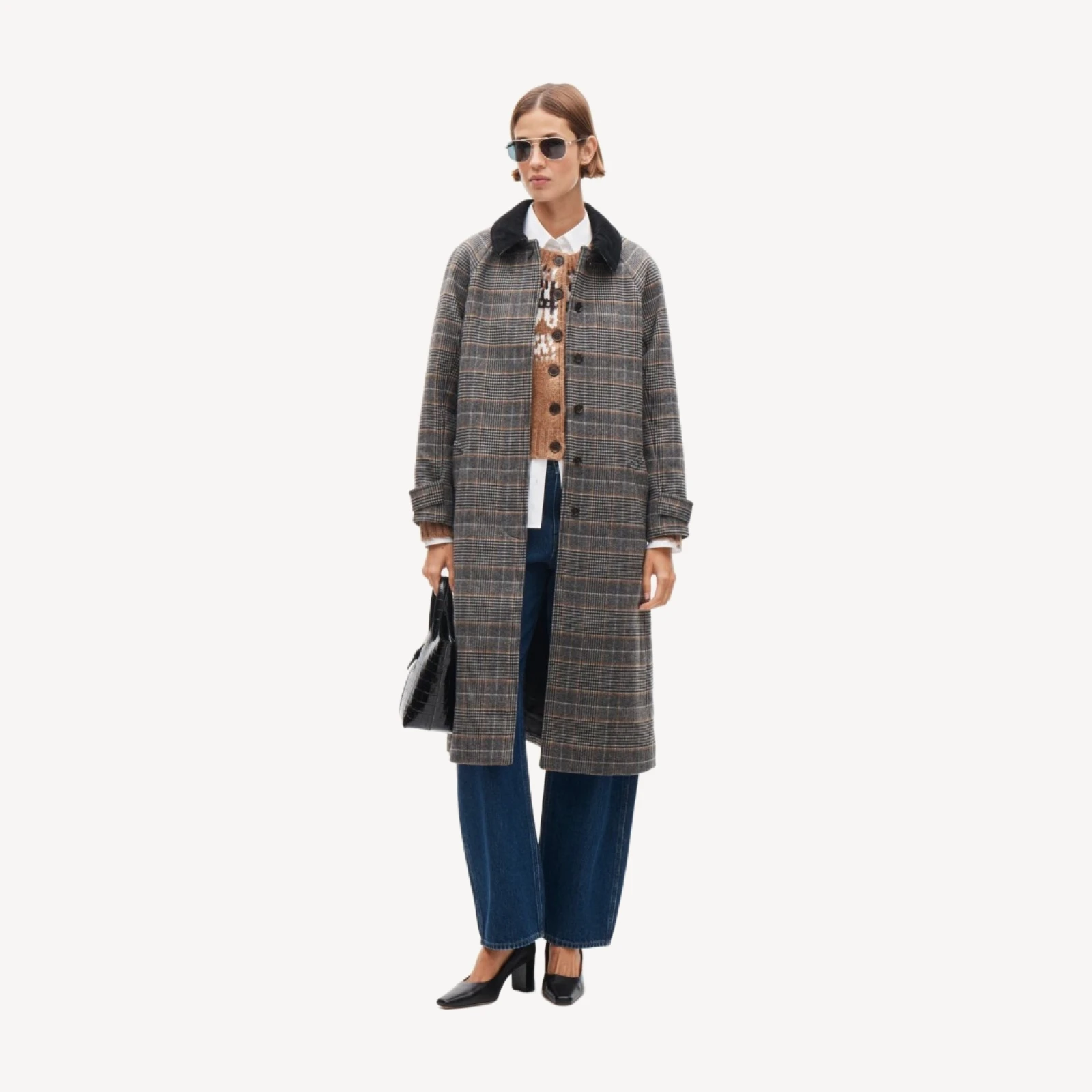 Women's long Barn Jacket™ in plaid wool blend