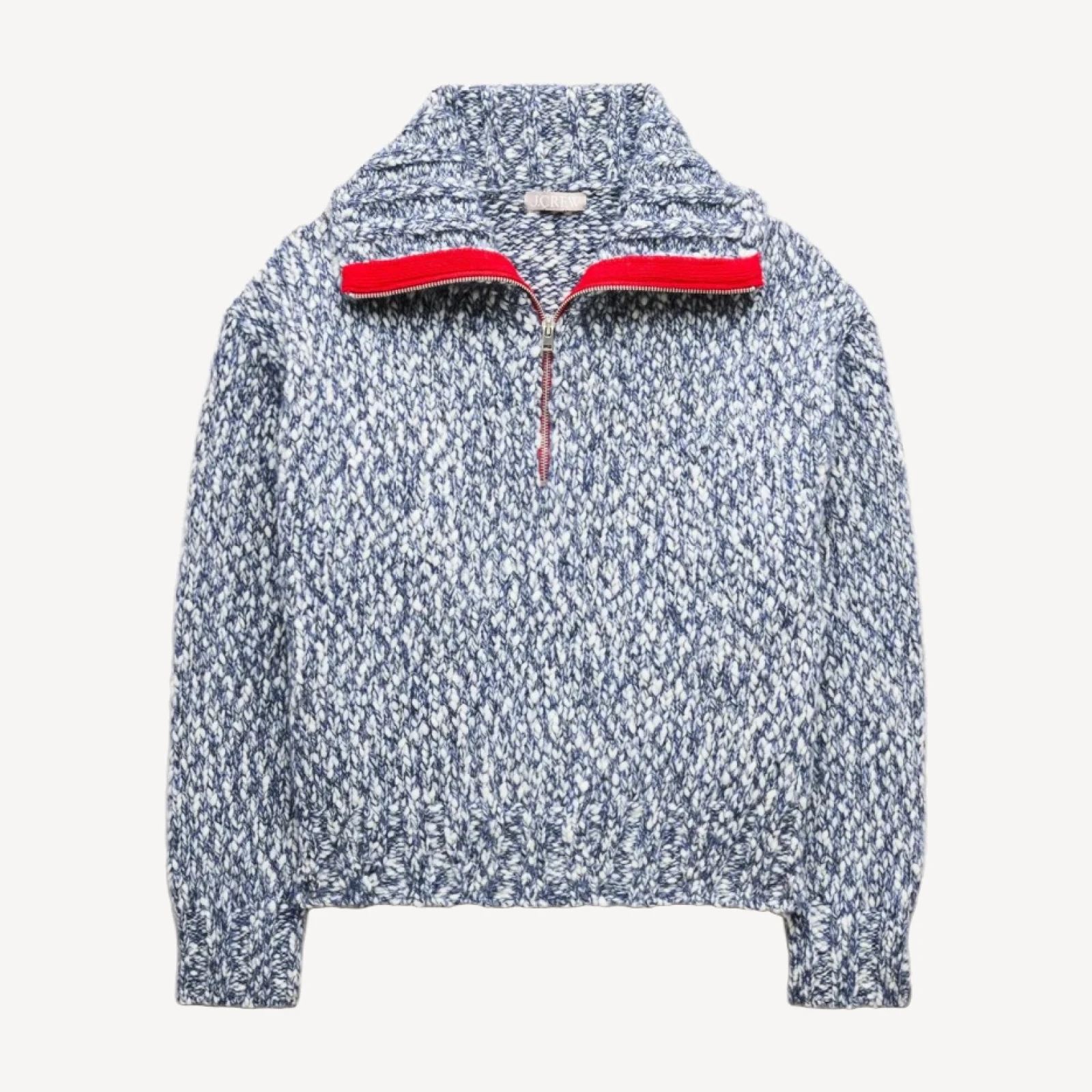 Quarter-zip sweater in Italian wool blend