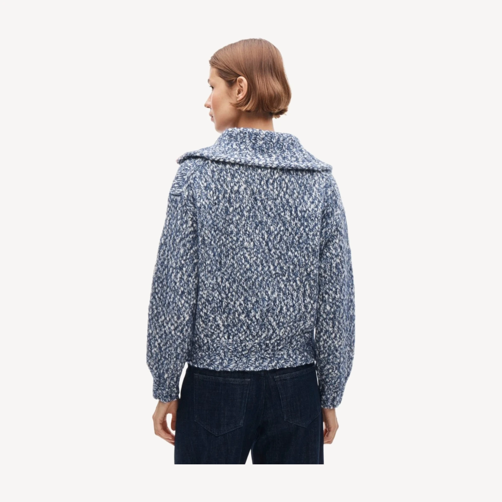 Quarter-zip sweater in Italian wool blend