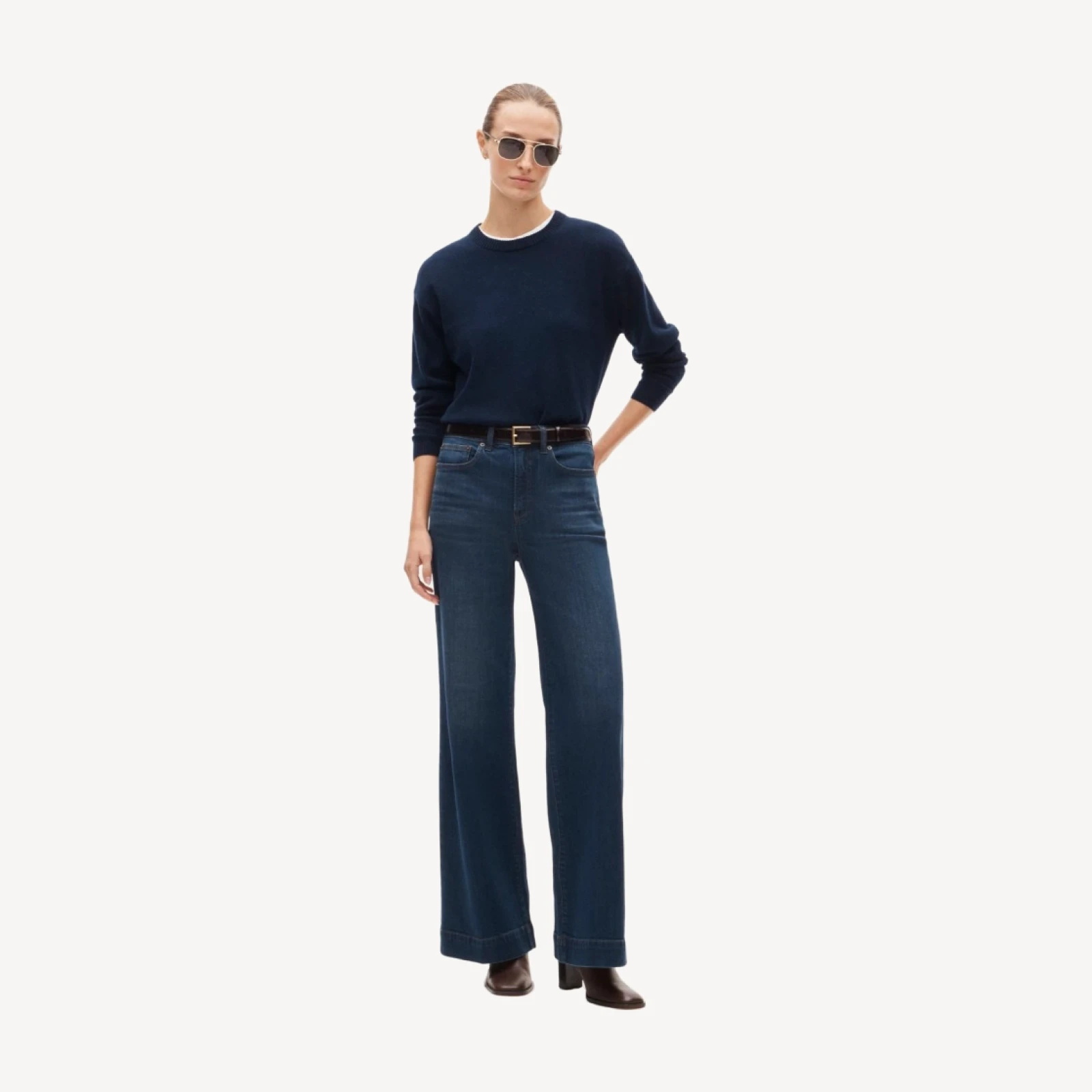 High-waisted denim trouser jean