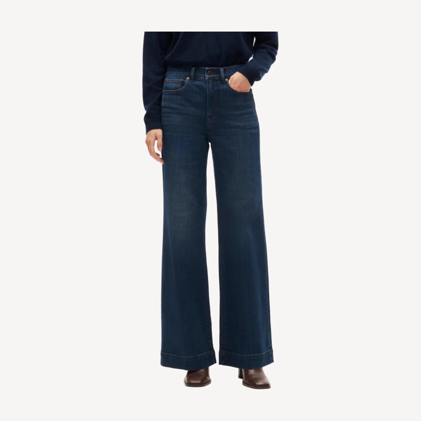 High-waisted denim trouser jean