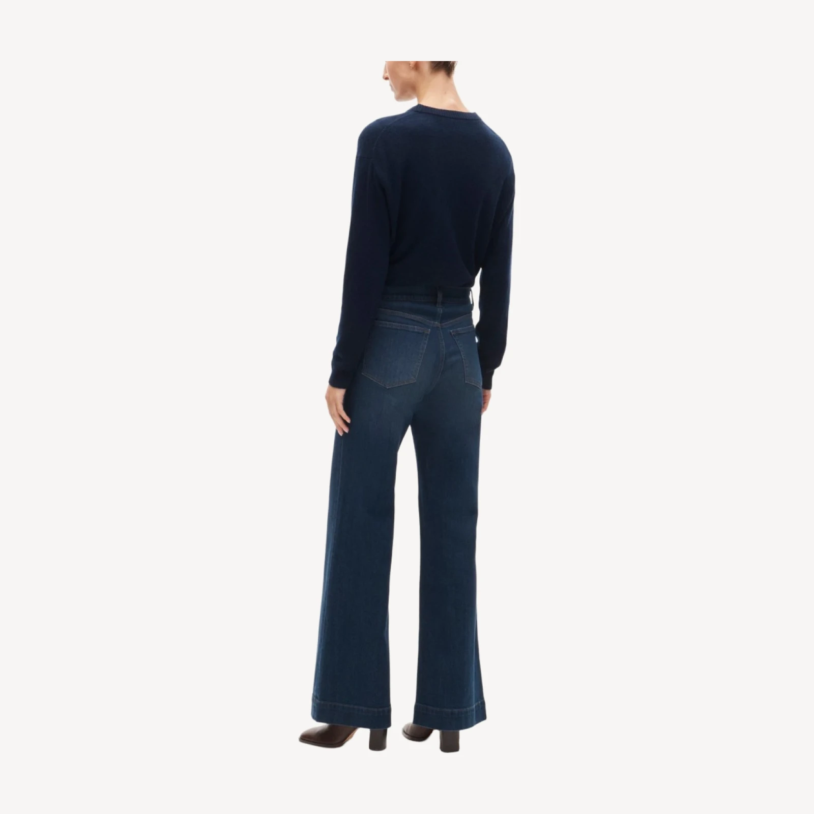 High-waisted denim trouser jean
