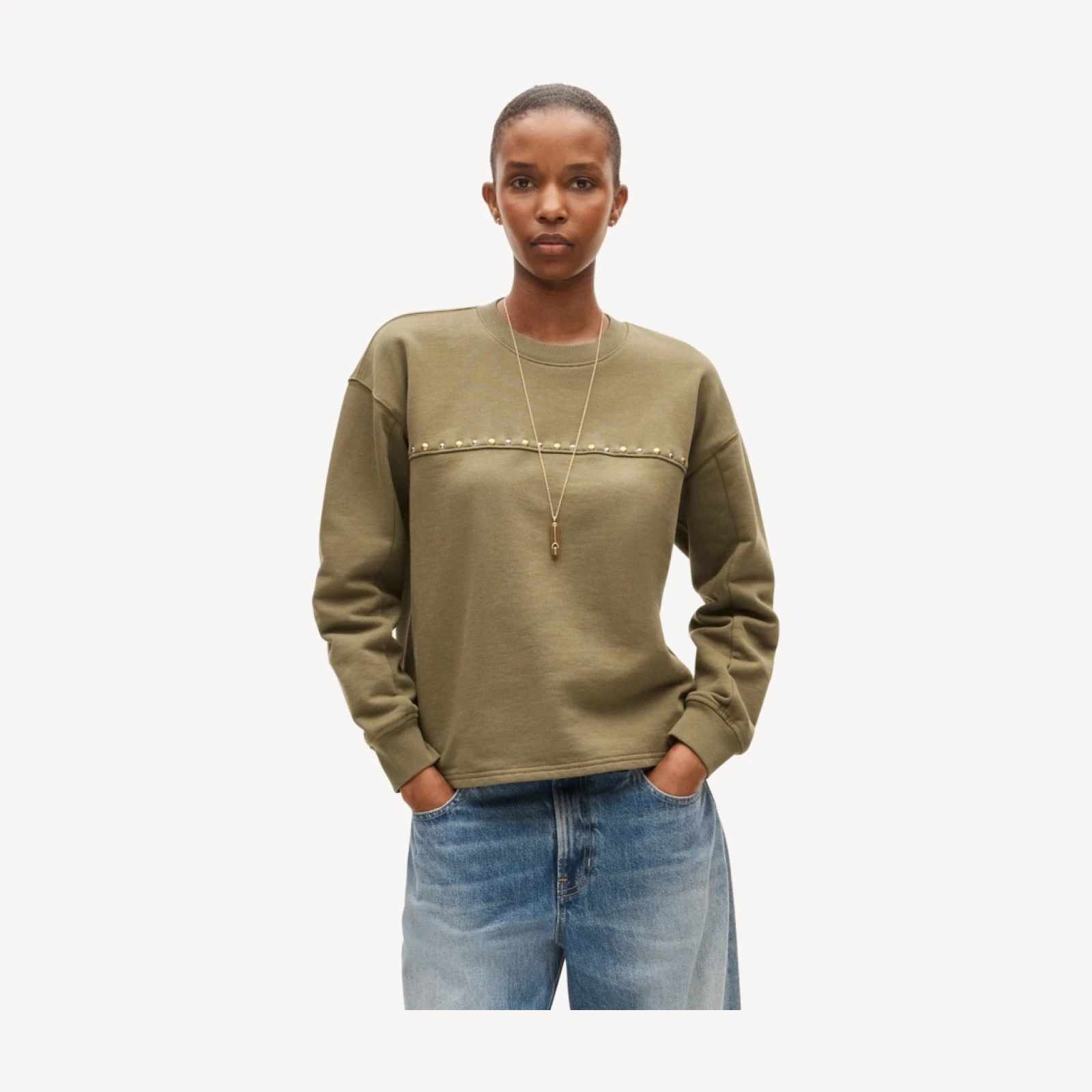 Embellished vintage fleece crewneck sweatshirt
