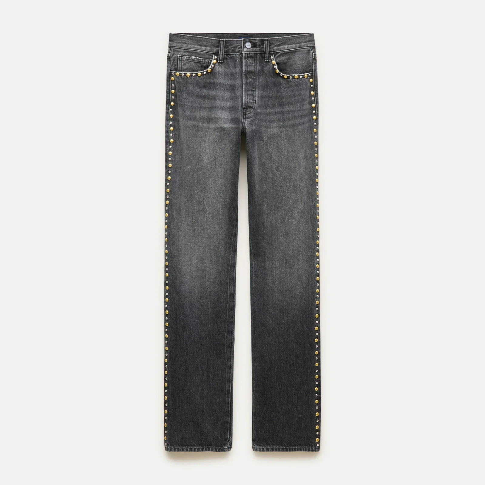 Western straight jean with metallic studs