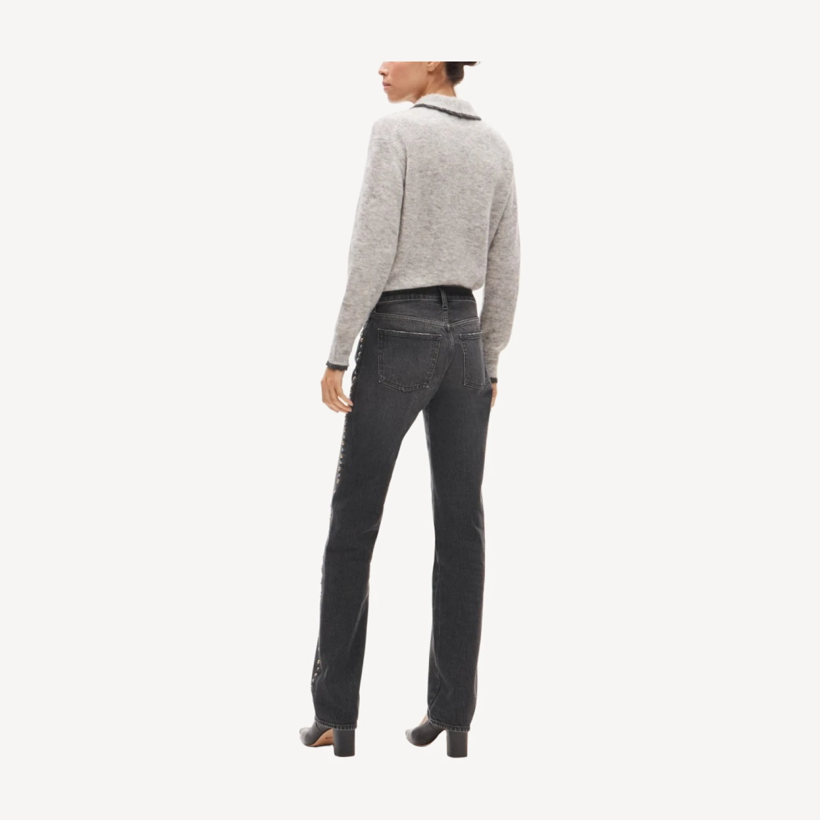 Western straight jean with metallic studs