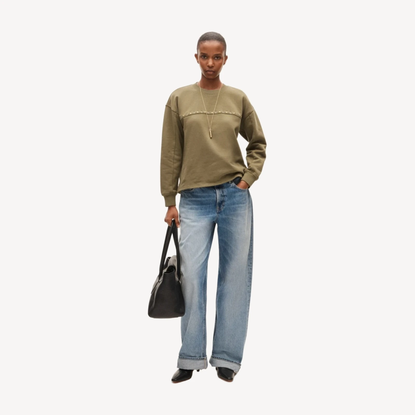 Embellished vintage fleece crewneck sweatshirt