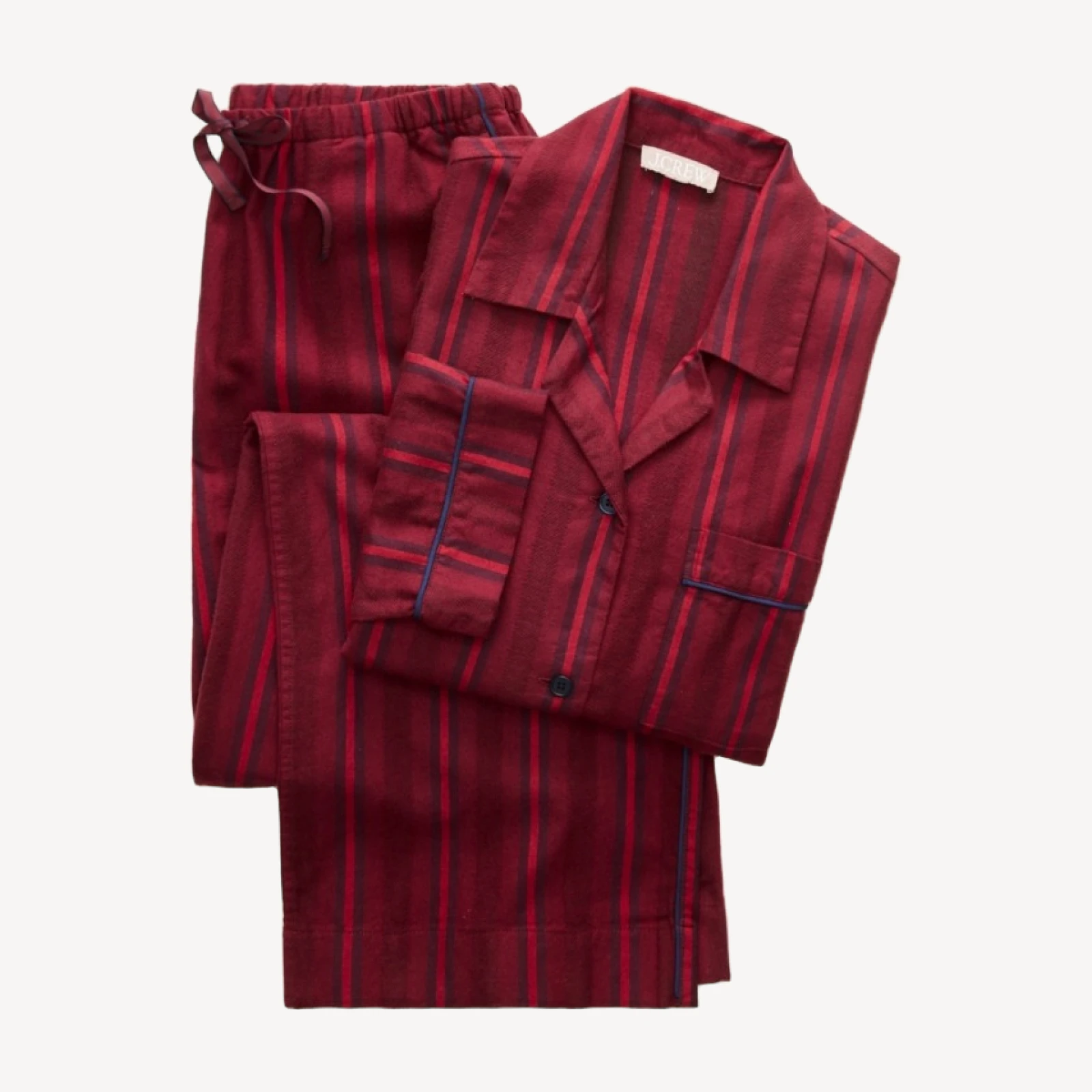 Long-sleeve pajama pant set in striped flannel