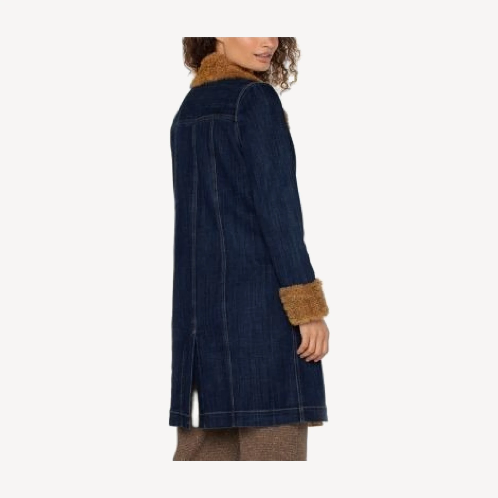 Liverpool Los Angeles Sherpa Trimmed Notch Collar Denim Jacket