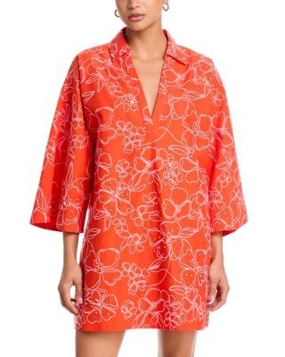 Cinq a Sept Embroidered Poplin Arcia Kaftan Dress