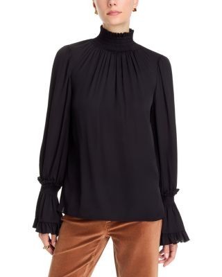 Kobi Halperin Maxine Silk Blend Smocked Neck Blouse