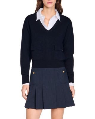 Sandro Wool V Neck Sweater