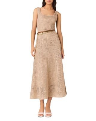 Maje Rhinestone Knit Midi Dress