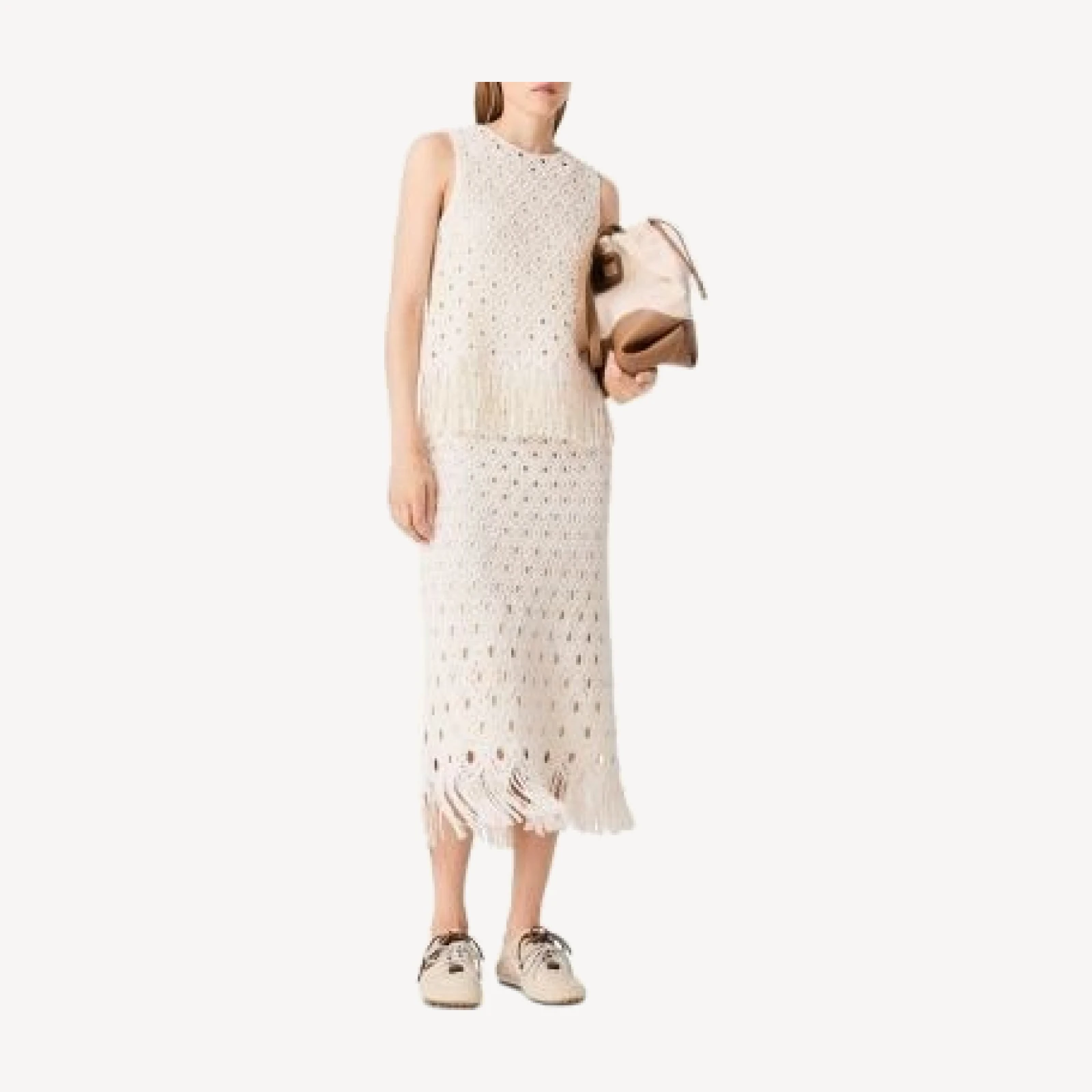 Maje Crochet Fringe Sleeveless Top