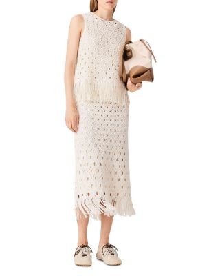Maje Crochet Fringe Sleeveless Top