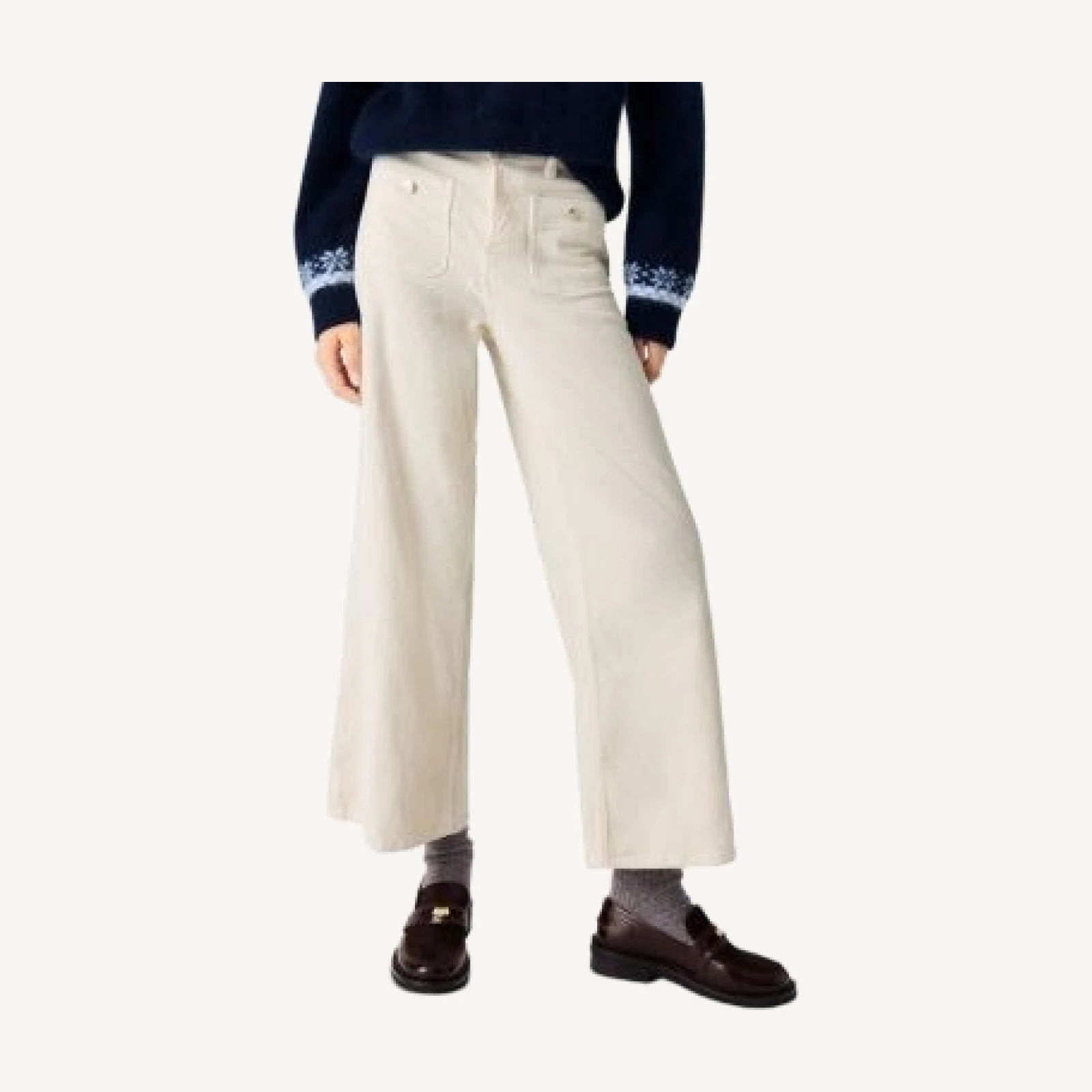 Maje Praira Cotton Stretch Wide Leg Corduroy Pants