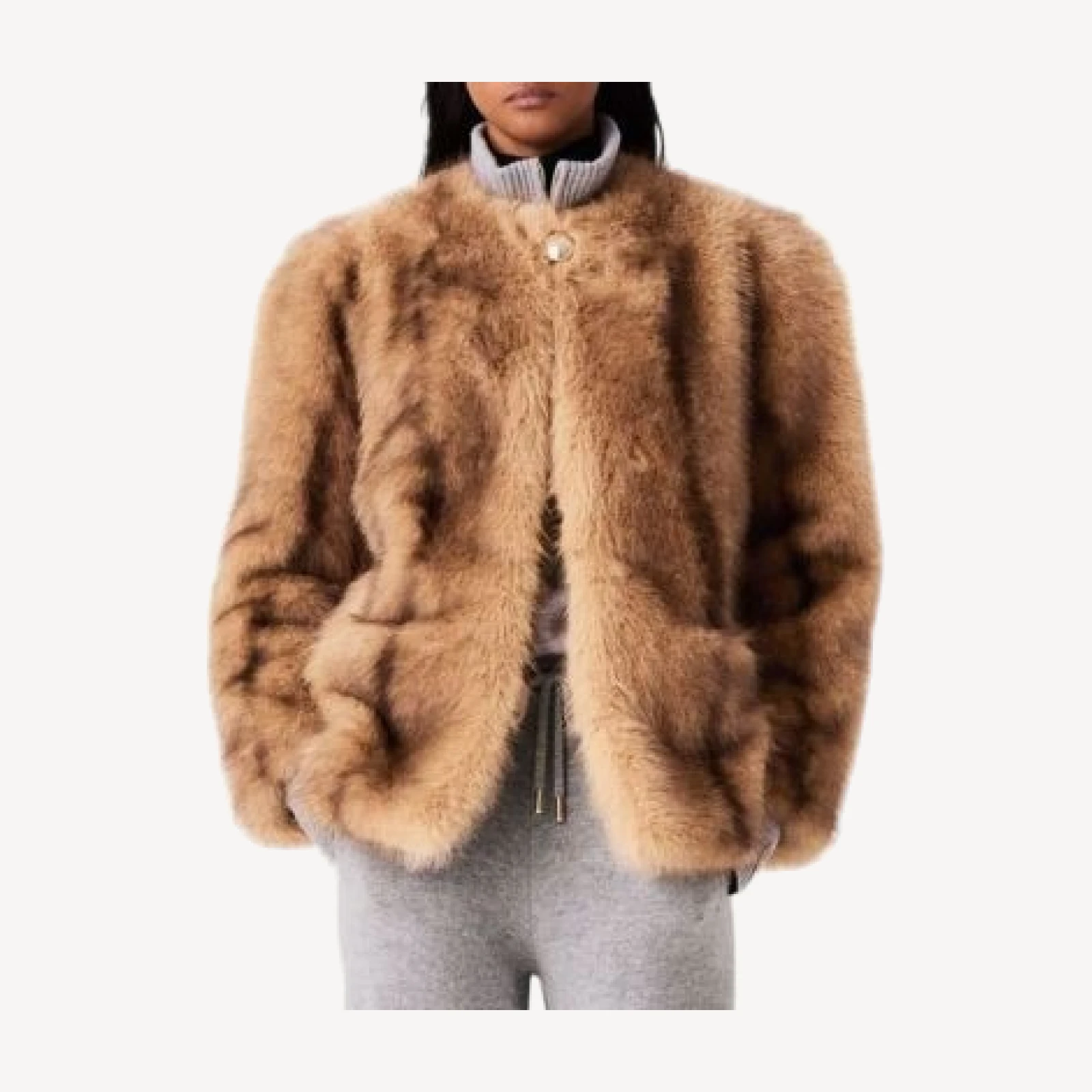 Maje Guston Oversized Faux Fur Coat