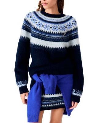 Maje Brushed Wool Jacquard Fair Isle Sweater