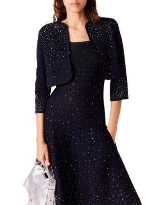 Maje Rhinestone Embellished Cropped Cardigan
