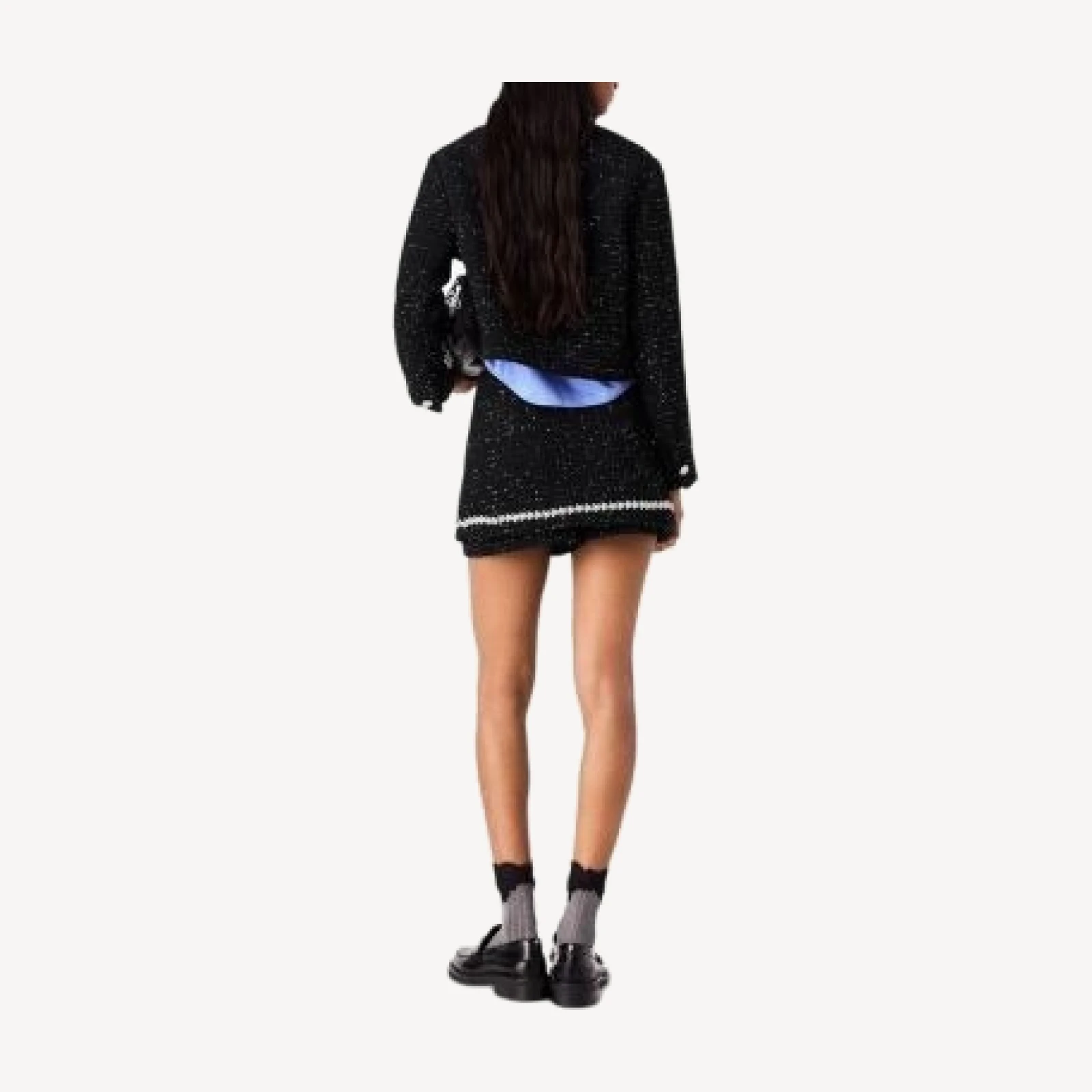 Maje Veralys Cotton Blend Cropped Sequinned Tweed Jacket