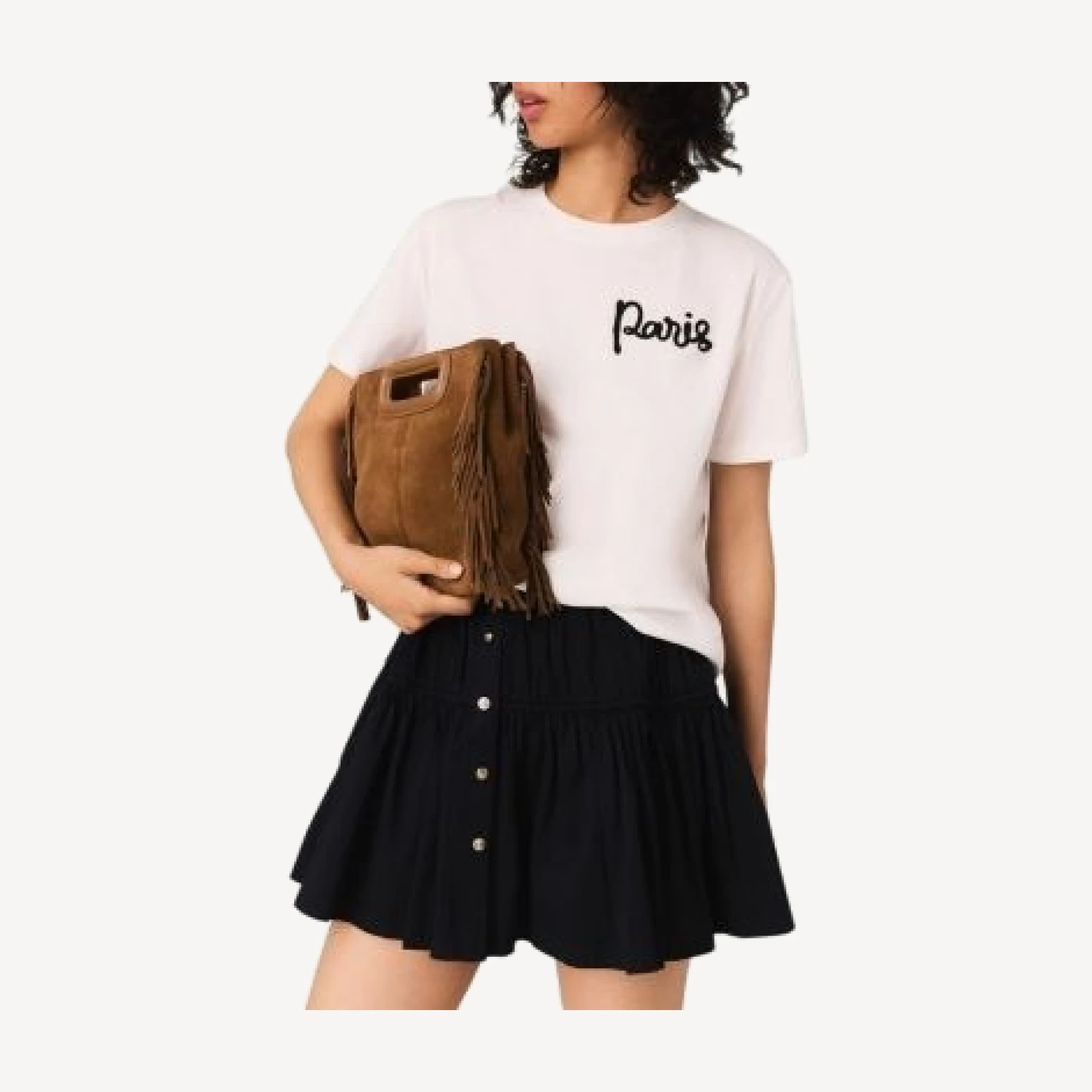 Maje Tee with Embroidered Paris Logo