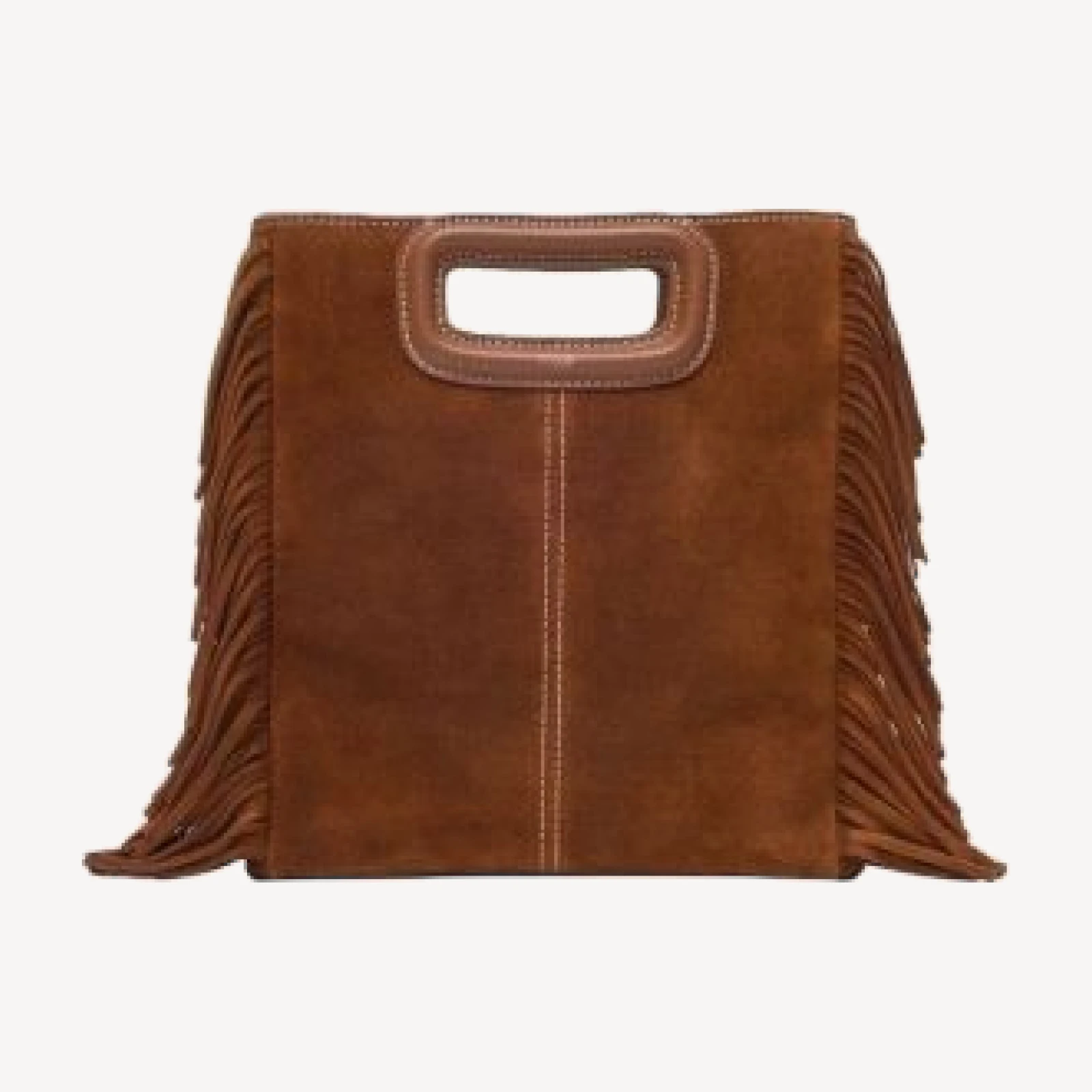 Maje The M Fringed Brown Suede Crossbody Bag
