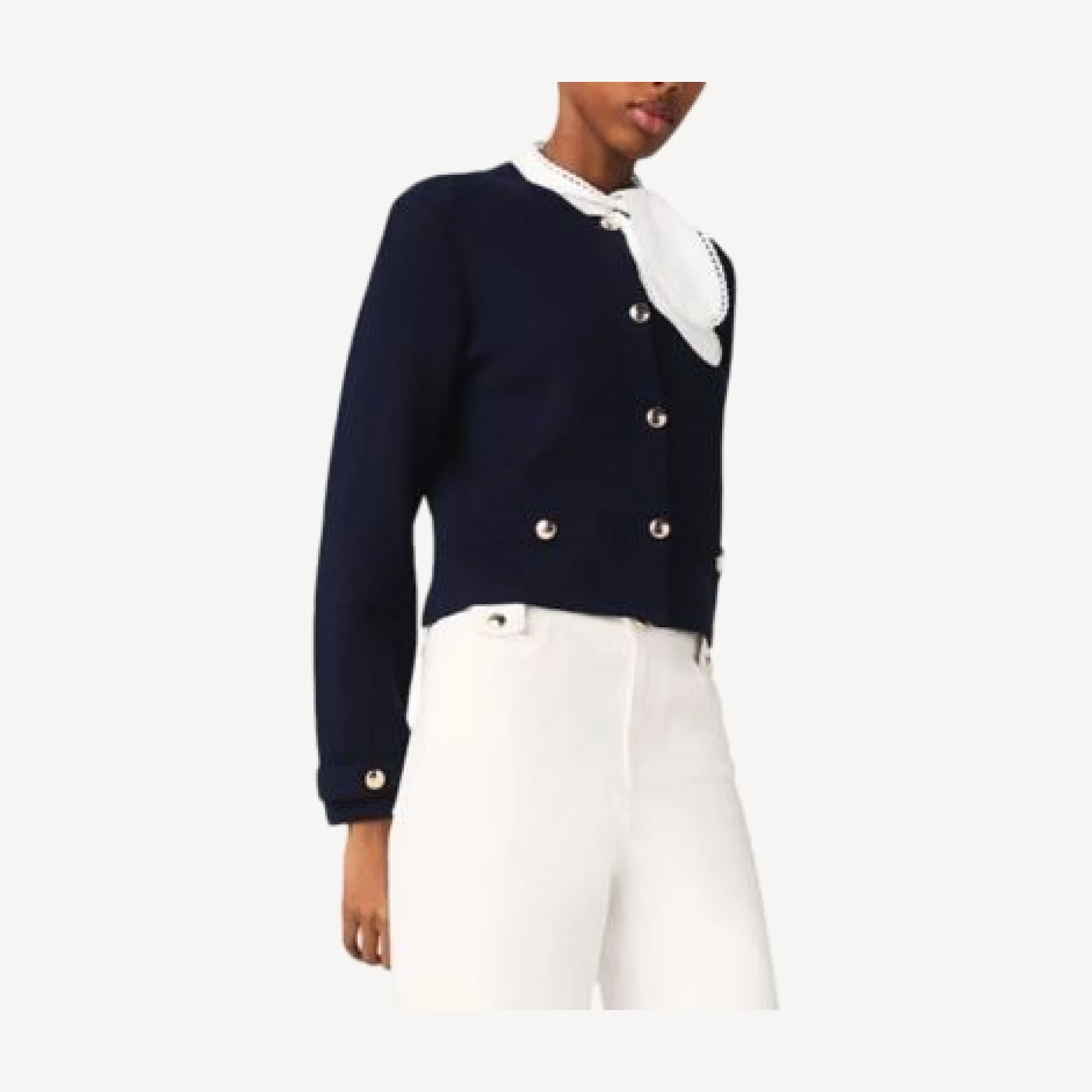 Maje Detachable Embroidered Collar Cardigan