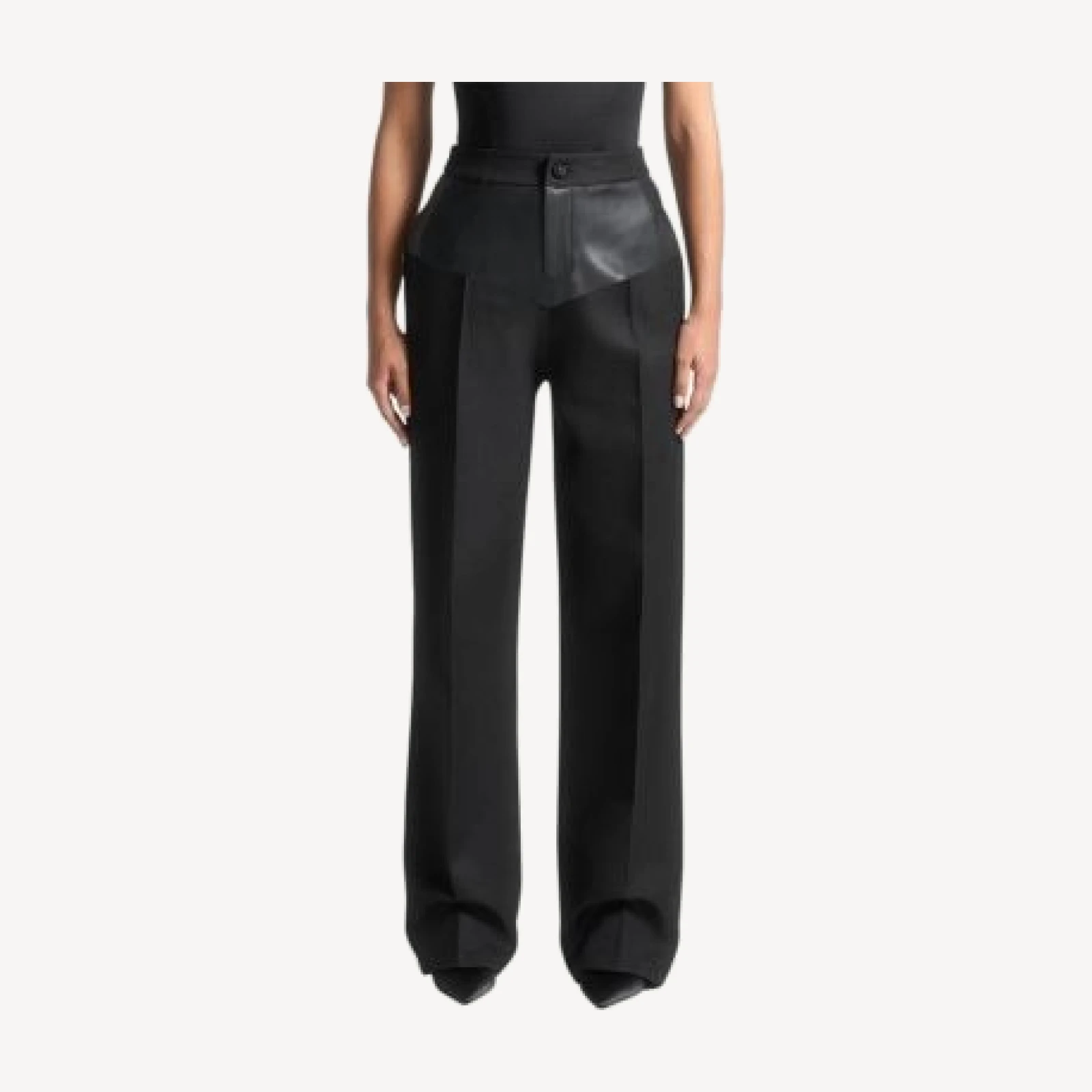 Maniere De Voir Blanche Faux Leather Panel Tailored Trousers